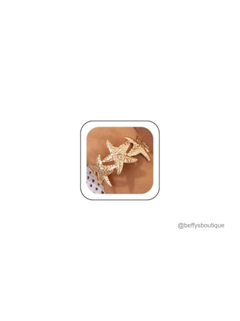 Chunky Hammered Starfish Open Cuff Bangle Bracelet Adjustable
